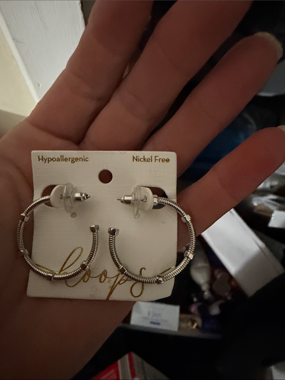 Looped Silver Hoop Earrings - Hypoallergenic Nickel Free